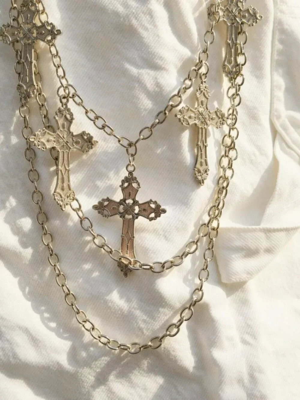 Y2k 2000s style Silver Cross Chain Belt